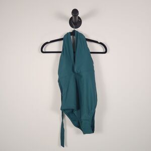 Women's One Shoulder Plunge Cut Out One Piece Swimsuit - Shade & Shore Green M